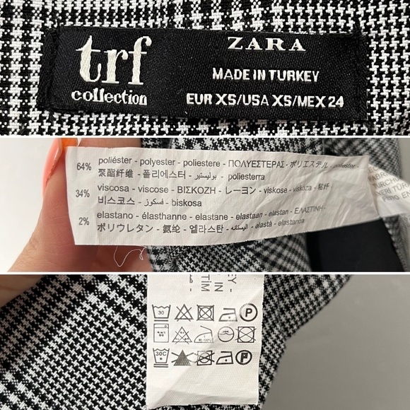 Zara Plaid Pleated High Waist Paperbag Pants Trouser Size XS - Picture 11 of 11